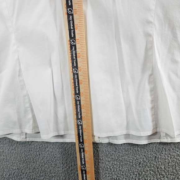 Lafayette 148 New York Womens White Cotton Stretch Hidden Button Blouse Size 12 - Picture 9 of 10